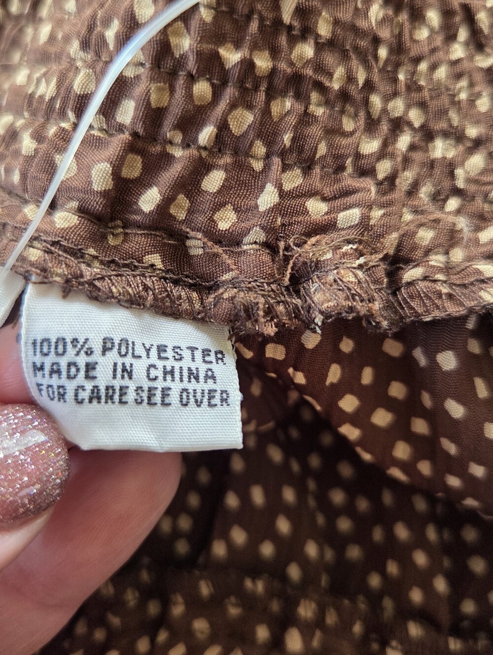 NWT Alfred Dunner Brown Polka Dot Crinkle Pants Size 16 Elastic Waist Vintage - Picture 5 of 13